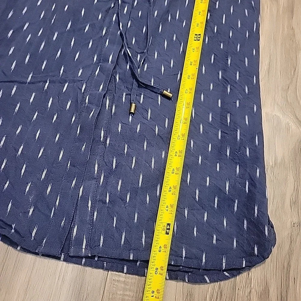 Faherty Navy Blue Sleeveless Midi Dress with Subtle White Dash Print - Picture 11 of 11